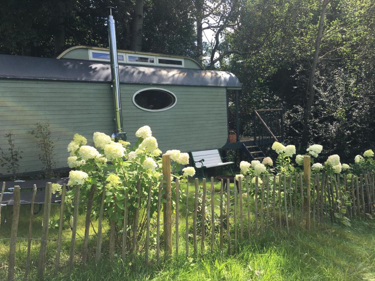 historischer Zirkuswagen inmitten der Natur Fischach Exterior foto